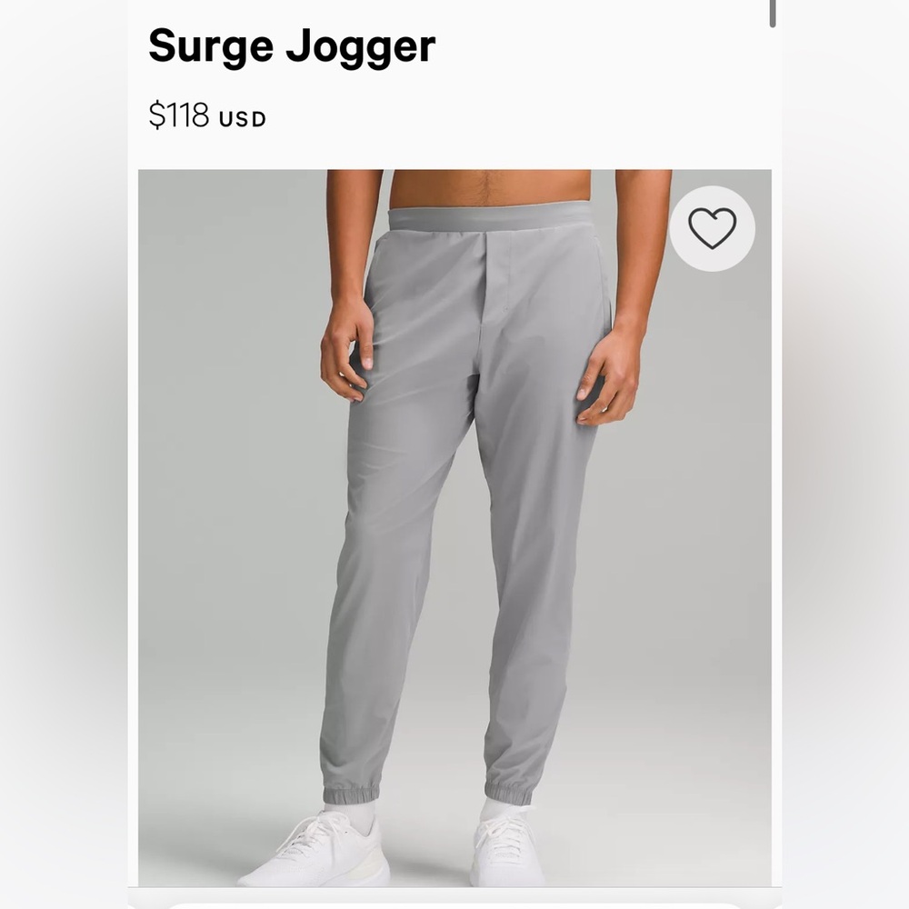 Mens lululemon surge jogger rhino gray